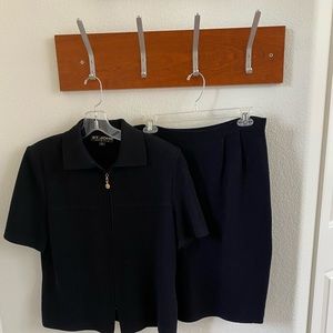 St. John Knits Basics black skirt and blazer